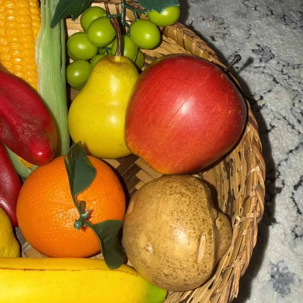 Decorative Fruit Vegetable Basket Lot Wicker Centerpiece Kitchen Display 12